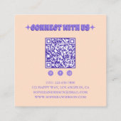 Retro Groovy Paarse Abstract met QR-code Vierkante Visitekaartje (Achterkant)