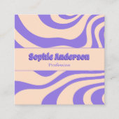 Retro Groovy Paarse Abstract met QR-code Vierkante Visitekaartje (Voorkant)