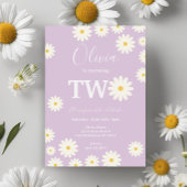 Retro Groovy Paarse Daisy Bloemen Verjaardagsfeest Kaart