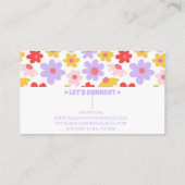 Retro Groovy Paarse Kleurrijke Bloemen Haar Stylis Visitekaartje (Achterkant)