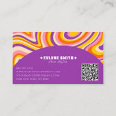 Retro Groovy Paarse QR Code 70s Psychedelic Unique Visitekaartje (Achterkant)