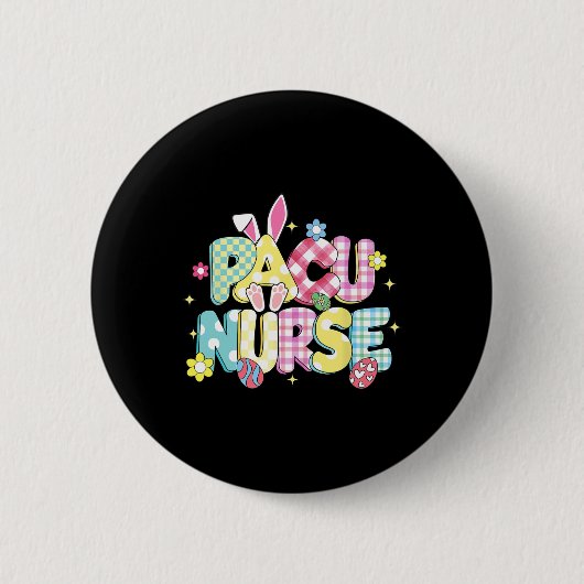 Retro Groovy Pacu Verpleegster Bunny Ear Grappig P Ronde Button 5,7 Cm (Voorkant)