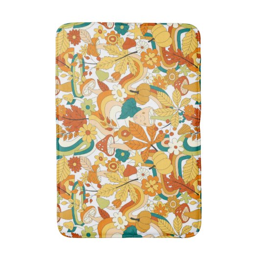 Retro Groovy-paddenstoelenpatroon Badmat (Voorkant Verticaal)