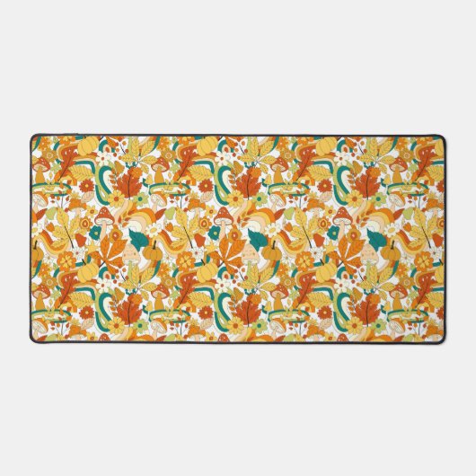 Retro Groovy-paddenstoelenpatroon Bureaumat (Voorkant)