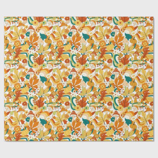Retro Groovy-paddenstoelenpatroon Cadeaupapier (Vlak)