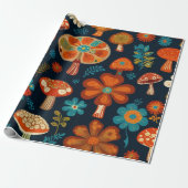 Retro Groovy-paddenstoelenpatroon Cadeaupapier (Uitgerold)