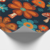 Retro Groovy-paddenstoelenpatroon Cadeaupapier (Hoek)