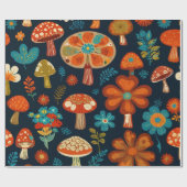 Retro Groovy-paddenstoelenpatroon Cadeaupapier (Vlak)