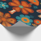 Retro Groovy-paddenstoelenpatroon Cadeaupapier (Hoek)