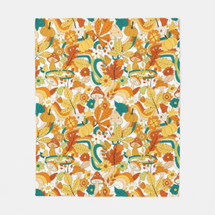 Retro Groovy-paddenstoelenpatroon Fleece Deken