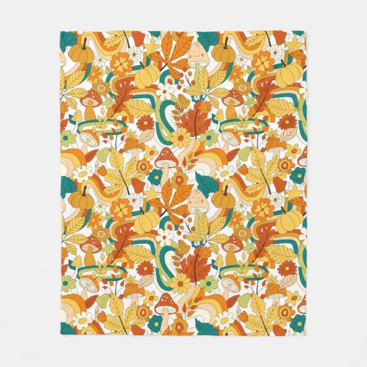 Retro Groovy-paddenstoelenpatroon Fleece Deken (Voorkant)