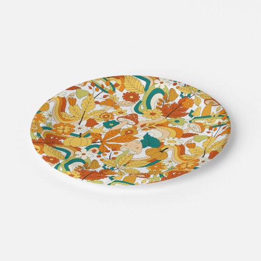 Retro Groovy-paddenstoelenpatroon Papieren Bordje (Gekanteld)