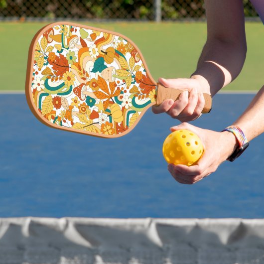 Retro Groovy-paddenstoelenpatroon Pickleball Paddle (Insitu)