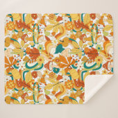 Retro Groovy-paddenstoelenpatroon Sherpa Deken (Voorkant (horizontaal))