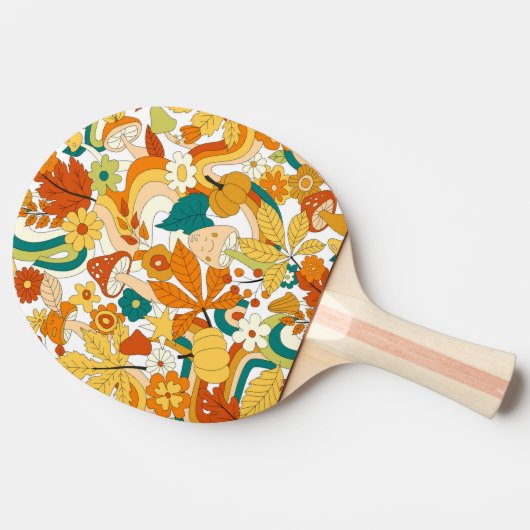 Retro Groovy-paddenstoelenpatroon Tafeltennisbatje (Zijkant)