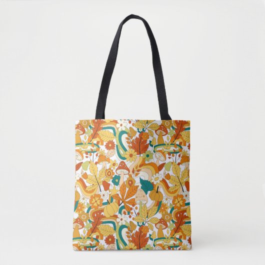 Retro Groovy-paddenstoelenpatroon Tote Bag (Voorkant)