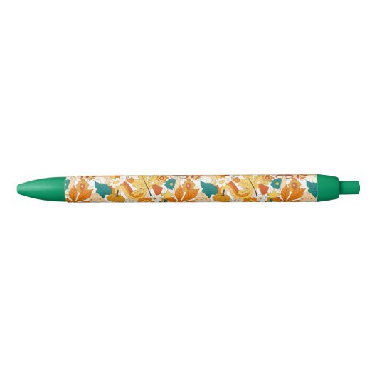 Retro Groovy-paddenstoelenpatroon Zwarte Inkt Pen (Voorkant)