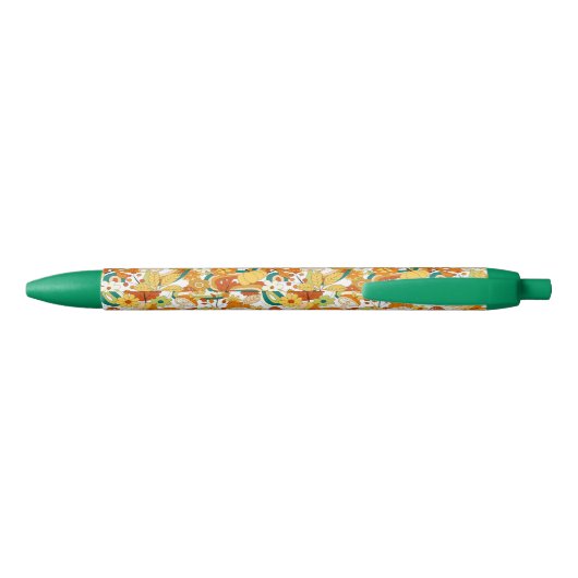 Retro Groovy-paddenstoelenpatroon Zwarte Inkt Pen (Achterkant)