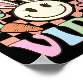 Retro Groovy Pasen Vibes Bunny Geruite Smile Wo Poster (Hoek)