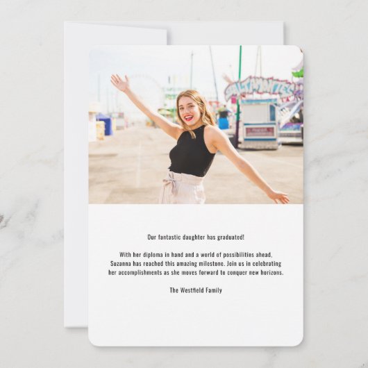 Retro Groovy Pastel 2 foto Afstuderen Aankondiging (Achterkant)