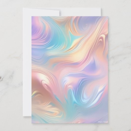 Retro groovy pastel abstracte golven bruiloft kaart (Achterkant)