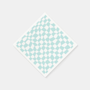Retro Groovy Pastel Blue White Checkered Servet