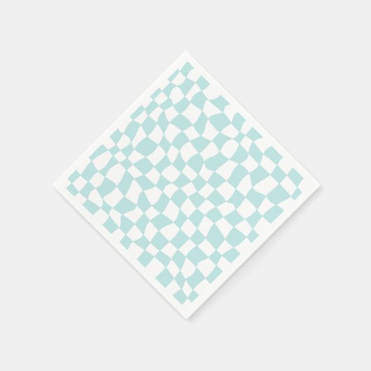 Retro Groovy Pastel Blue White Checkered Servet (Hoek)