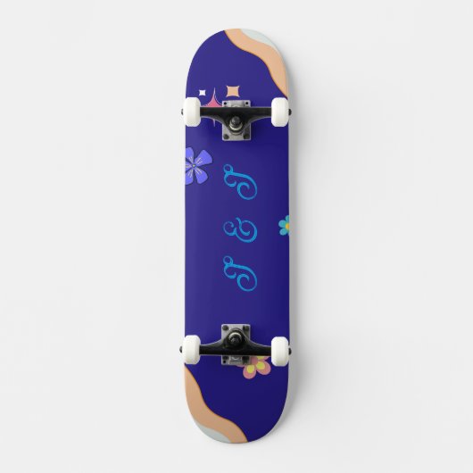 Retro Groovy Pastel Floral Aesthetic  Persoonlijk Skateboard (Voorkant)