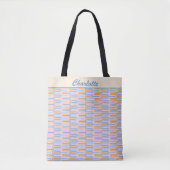Retro Groovy Pastel Lines Patroon op maat Tote Bag (Voorkant)