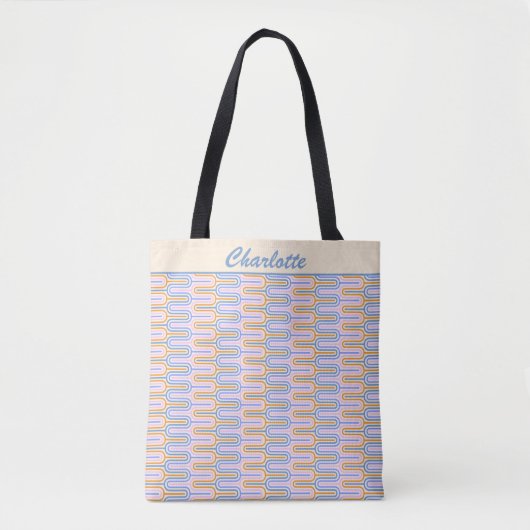 Retro Groovy Pastel Lines Patroon op maat Tote Bag (Voorkant)