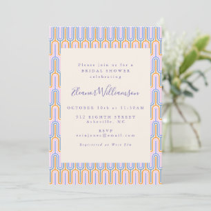 Retro Groovy Pastel Lines Periwinkle Vrijgezellenf Kaart