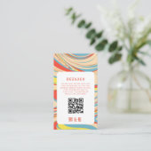 Retro Groovy Pastel Marmer QR Code Informatiekaartje (Staand voorkant)