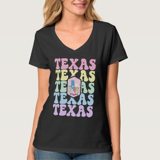 Retro Groovy Pastel Texas State Home I Love Texas  T-shirt (Voorkant)