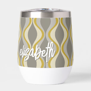 Retro Groovy Patroon - Monogram - Gouden Taupe