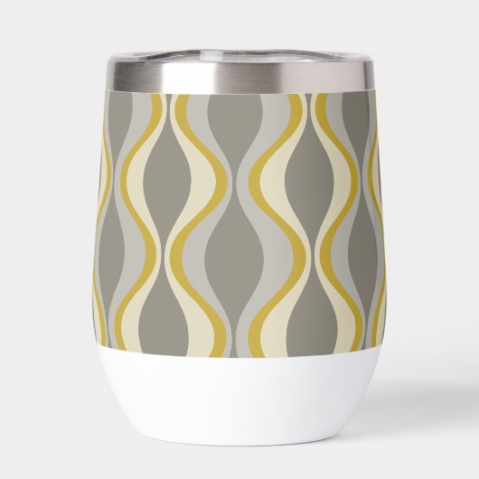 Retro Groovy Patroon - Monogram - Gouden Taupe (Achterkant)