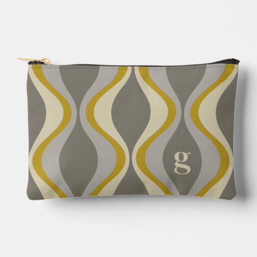 Retro Groovy Patroon - Monogram - Gouden Taupe Etui (Voorkant)