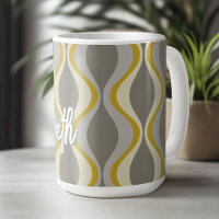 Retro Groovy Patroon - Monogram - Gouden Taupe
