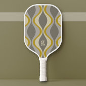 Retro Groovy Patroon - Monogram - Gouden Taupe Pickleball Paddle