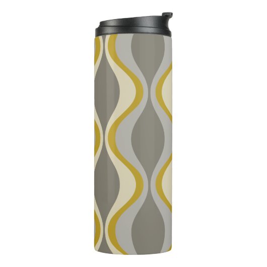 Retro Groovy Patroon - Monogram - Gouden Taupe Thermosbeker (Gedraaid links)