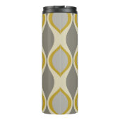 Retro Groovy Patroon - Monogram - Gouden Taupe Thermosbeker (Achterkant)