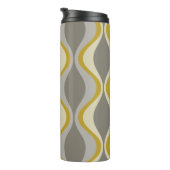 Retro Groovy Patroon - Monogram - Gouden Taupe Thermosbeker (Geroteerd rechts)