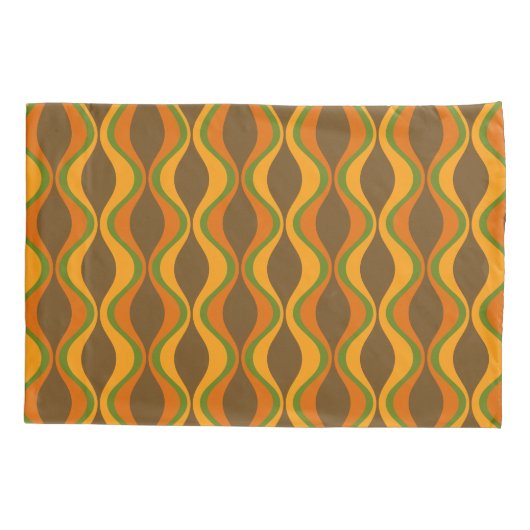 Retro Groovy patroon - Monogram - Olijf Kussensloop (Achterkant)