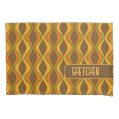 Retro Groovy patroon - Monogram - Olijf Kussensloop (Voorkant)