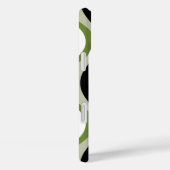 Retro Groovy Patroon - Monogram - Olijfzwart Case-Mate iPhone Case (Achterkant / Rechts)