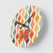 Retro Groovy Patroon Ronde Klok (Hoek)