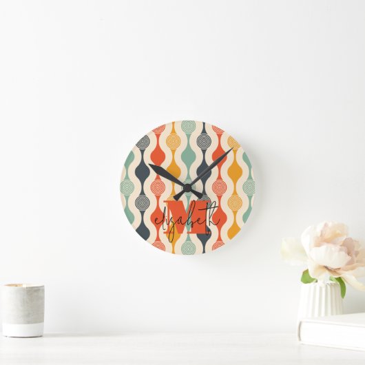 Retro Groovy Patroon Ronde Klok (Huis)