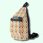 Retro Groovy Patroon Sling Bag<br><div class="desc">Deze stijlvolle draagtas heeft een all-over funky retro patroon van strepen en cirkels in groovy kleuren en jouw naam aan de voorkant. Drie compartimenten met ritssluiting kunnen eenvoudig uw sleutels, portemonnee, telefoon, camera en nog veel meer opslaan. Draag het als een crossbody of over één schouder, en bevestig de verstelbare...</div>
