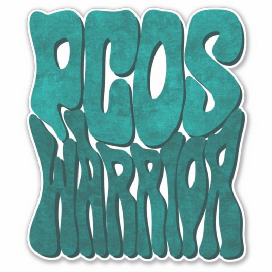 Retro Groovy PCOS WARRIOR Blauwgroen Ribbon Awaren Sticker (Voorkant)