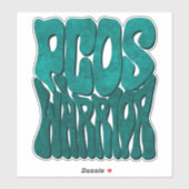 Retro Groovy PCOS WARRIOR Blauwgroen Ribbon Awaren Sticker (Vel)