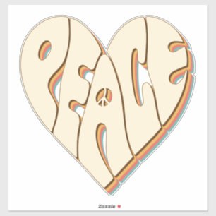 Retro Groovy Peace Heart Inspirerend Essential Sticker